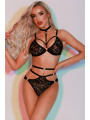 Ensemble soutien-gorge, culotte et ceinture noir - J Lingerie