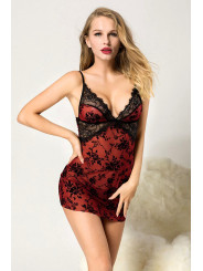 Nuisette et string rouge - J Lingerie