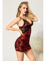 Nuisette et string rouge - J Lingerie