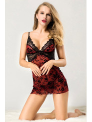 Nuisette et string rouge - J Lingerie