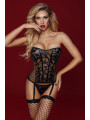 Ensemble guêpière, string et bas noir - J Lingerie