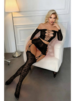 Ensemble top et jupe à collants intégrés noir - J Lingerie