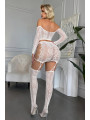 Ensemble top et jupe à collants intégrés blanc - J Lingerie