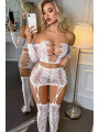 Ensemble top et jupe à collants intégrés blanc - J Lingerie