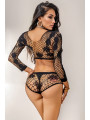 Ensemble top et shorty résille noir - J Lingerie