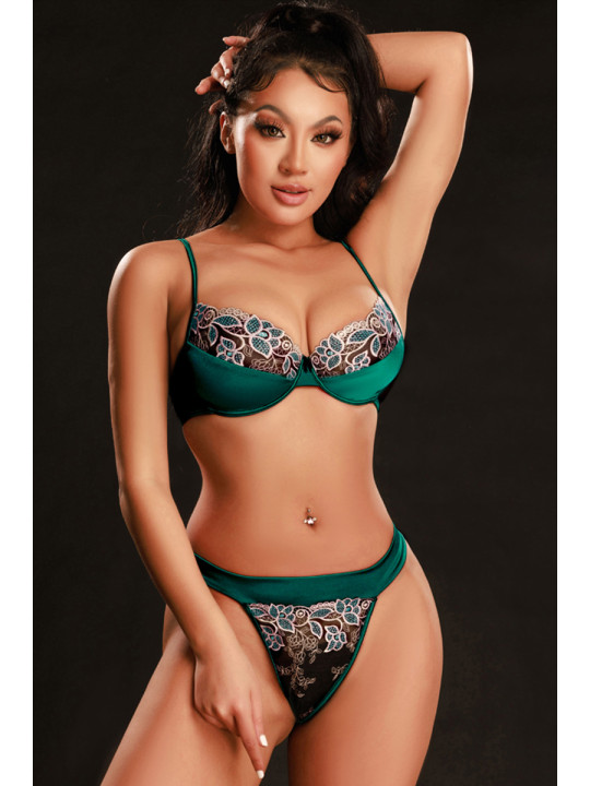 Ensemble soutien-gorge et string vert - J Lingerie
