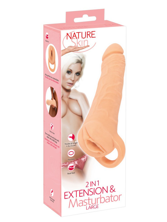 Masturbateur et extension de pénis  23,8 cm - Nature Skin