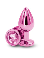 Plug bijou aluminium chromé rose M