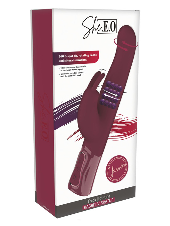 Vibro Rabbit rotatif triple stimulation XXL - She.E.O