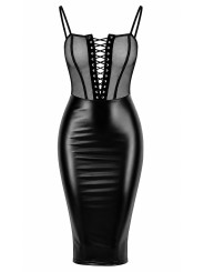 Robe mi-longue Do Not Disturb F408 - Noir Handmade