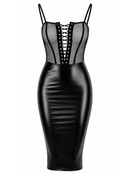 Robe mi-longue Do Not Disturb F408 - Noir Handmade