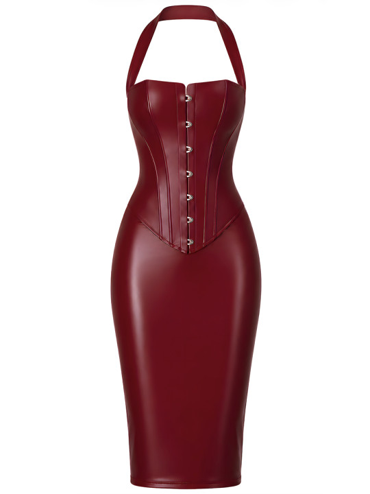 Robe mi-longue Dark Romance F396 - Noir Handmade