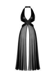 Robe longue fendue Do not Disturb F412 - Noir Handmade
