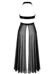Robe longue fendue Do not Disturb F412 - Noir Handmade