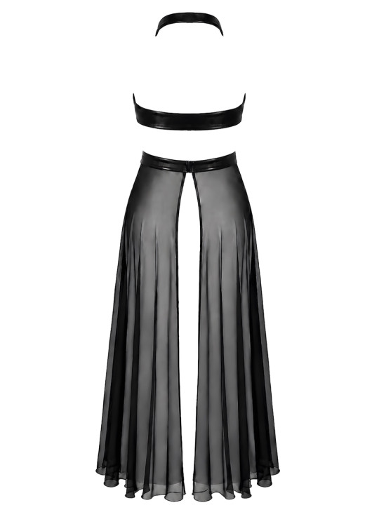 Robe longue fendue Do not Disturb F412 - Noir Handmade