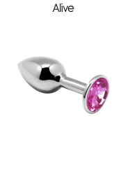 Plug métal bijou rose L - Alive