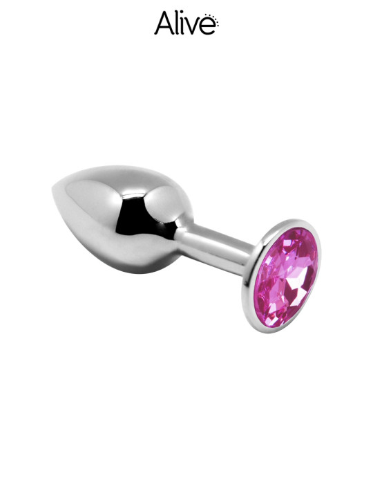 Plug métal bijou rose L - Alive