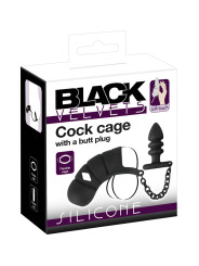 Cage à pénis avec plug anal - Black Velvets 