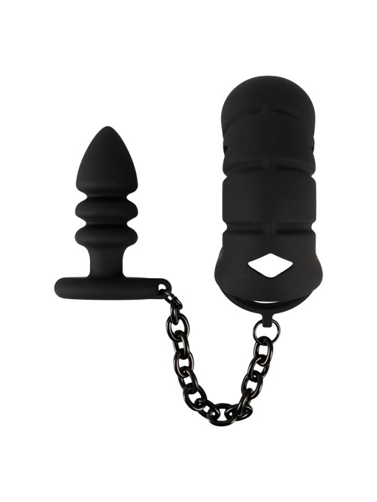 Cage à pénis avec plug anal - Black Velvets 