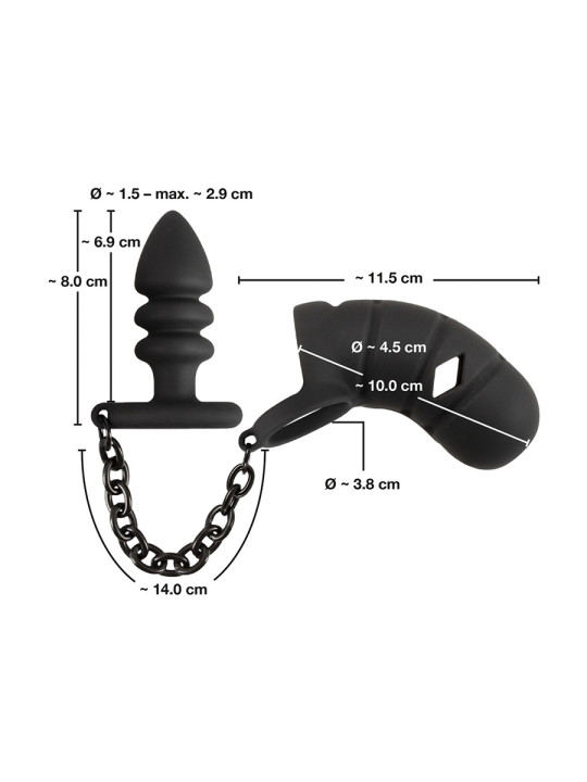 Cage à pénis avec plug anal - Black Velvets 