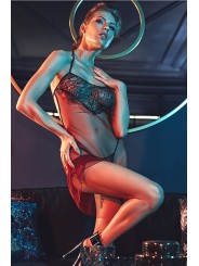 Robe lingerie rouge et noire Fantasme - Anaïs
