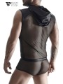 T-shirt à capuche wetlook et mesh - Regnes