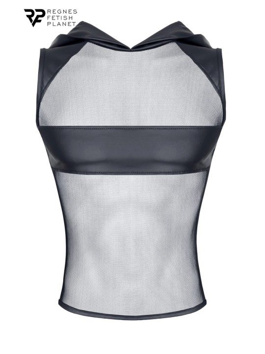 T-shirt à capuche wetlook et mesh - Regnes