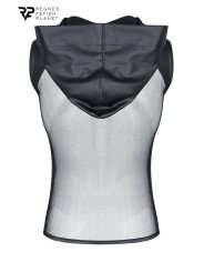 T-shirt à capuche wetlook et mesh - Regnes