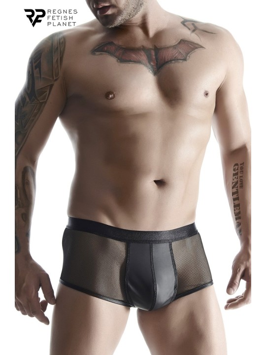Boxer noir wetlook et mesh - Regnes
