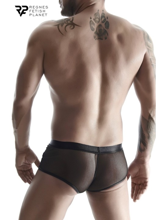 Boxer noir wetlook et mesh - Regnes