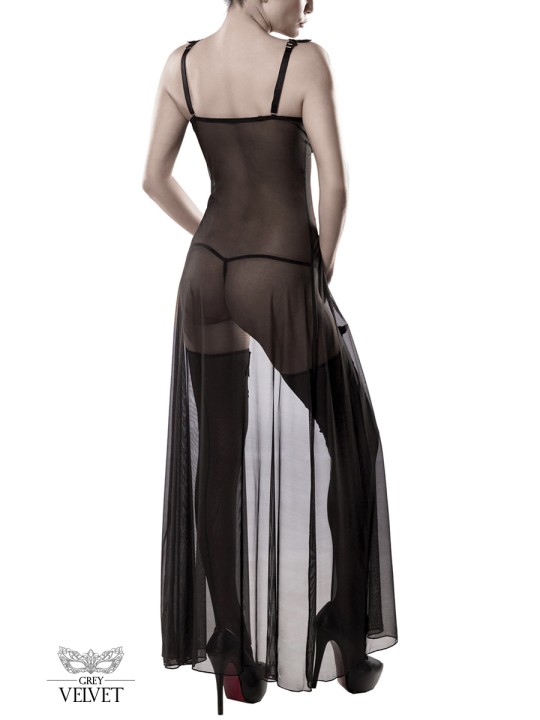 Set déshabillé tulle et dentelle 2 pièces - Grey Velvet