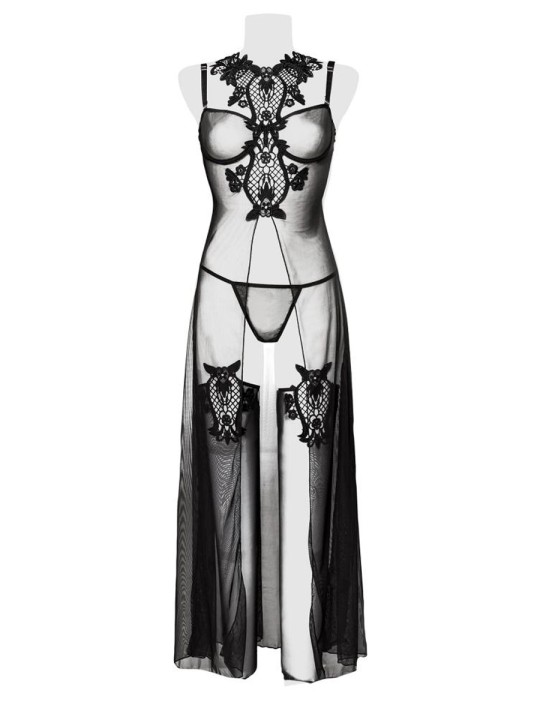 Set déshabillé tulle et dentelle 2 pièces - Grey Velvet