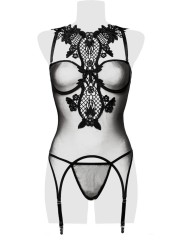 Guépière tulle avec décolleté dentelle - Grey Velvet
