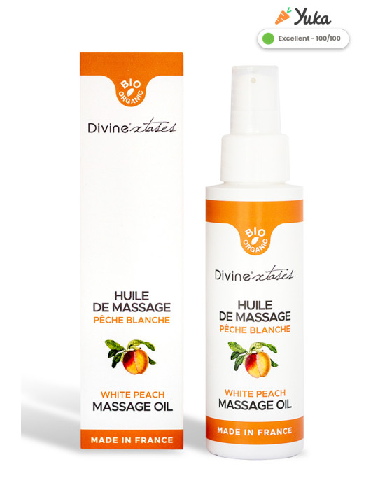Huile de massage gourmande BIO pêche blanche