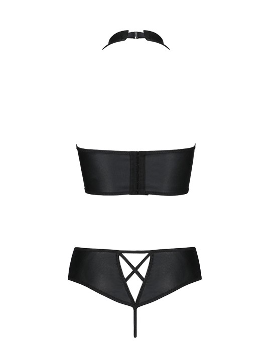 Bustier et string faux cuir Nancy - Passion