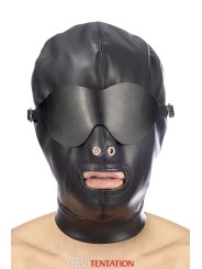 Cagoule simili cuir avec bandeau amovible - Fetish Tentation