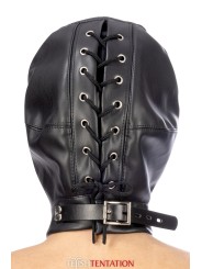 Cagoule simili cuir avec bandeau amovible - Fetish Tentation