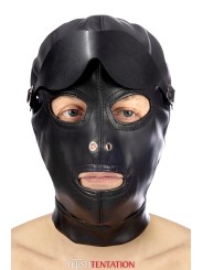 Cagoule simili cuir avec bandeau amovible - Fetish Tentation