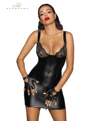 Mini robe zippée wetlook et dentelle F254