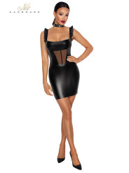 Robe courte wetlook et tulle F257