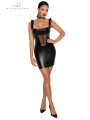Robe courte wetlook et tulle F257
