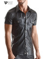 Chemise manches courtes wetlook noire Luca - Regnes