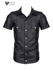 Chemise manches courtes wetlook noire Luca - Regnes