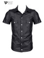 Chemise manches courtes wetlook noire Luca - Regnes