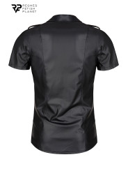 Chemise manches courtes wetlook noire Luca - Regnes