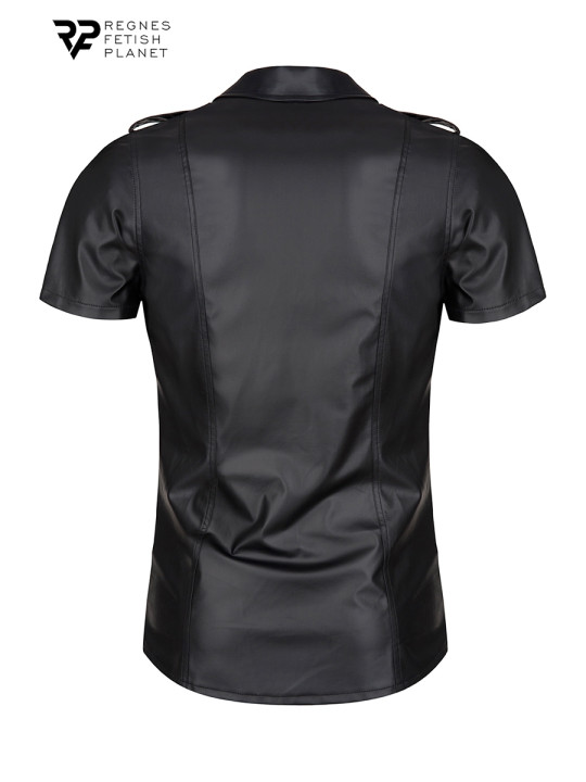 Chemise manches courtes wetlook noire Luca - Regnes