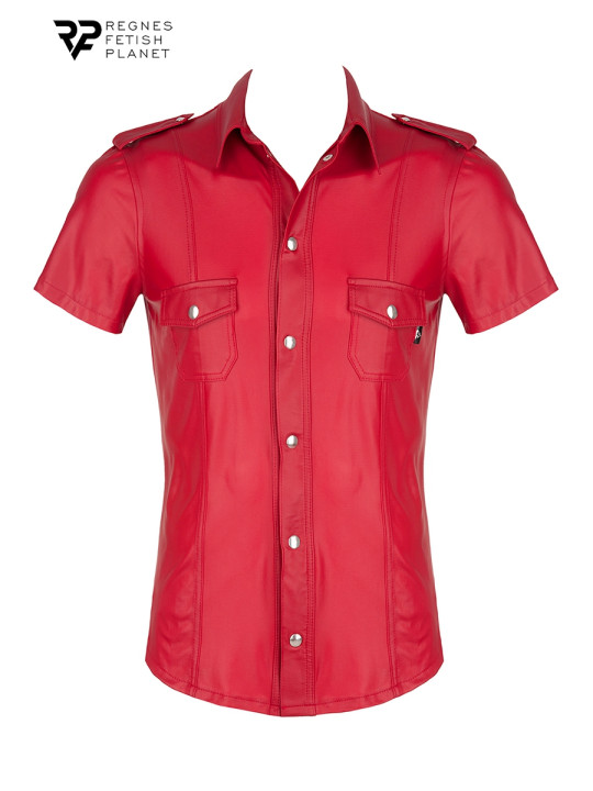 Chemise manches courtes wetlook rouge Carlo - Regnes