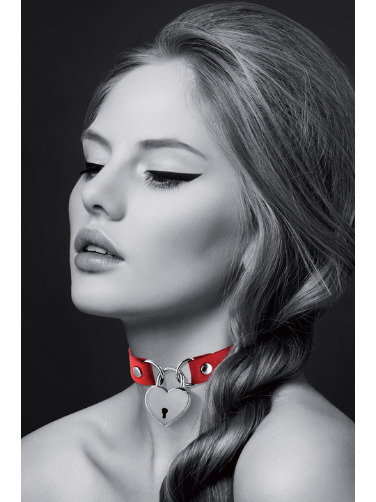Collier rouge cadenas coeur - Bijoux Pour Toi