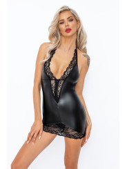 Mini robe dos nu wetlook et dentelle F283