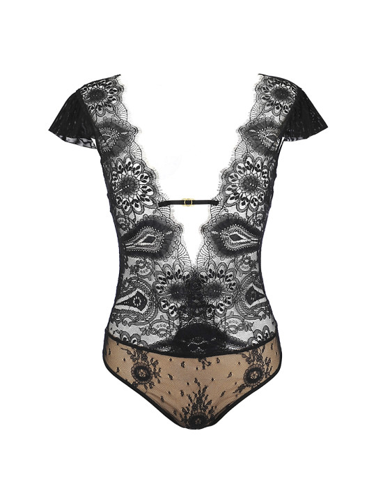 Body tulle et dentelle noir V-9900 - Axami